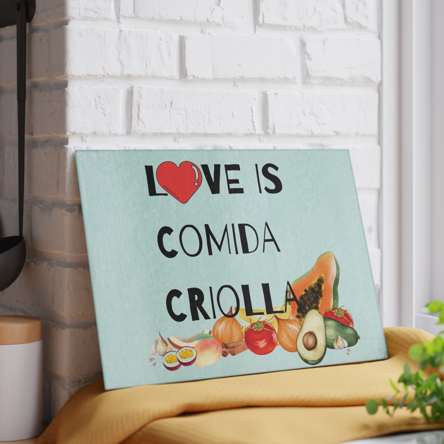 Comida Criolla Glass Cutting Board