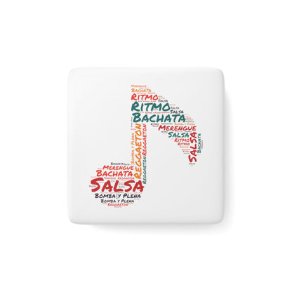 Latin Music Note Porcelain Magnet, Square