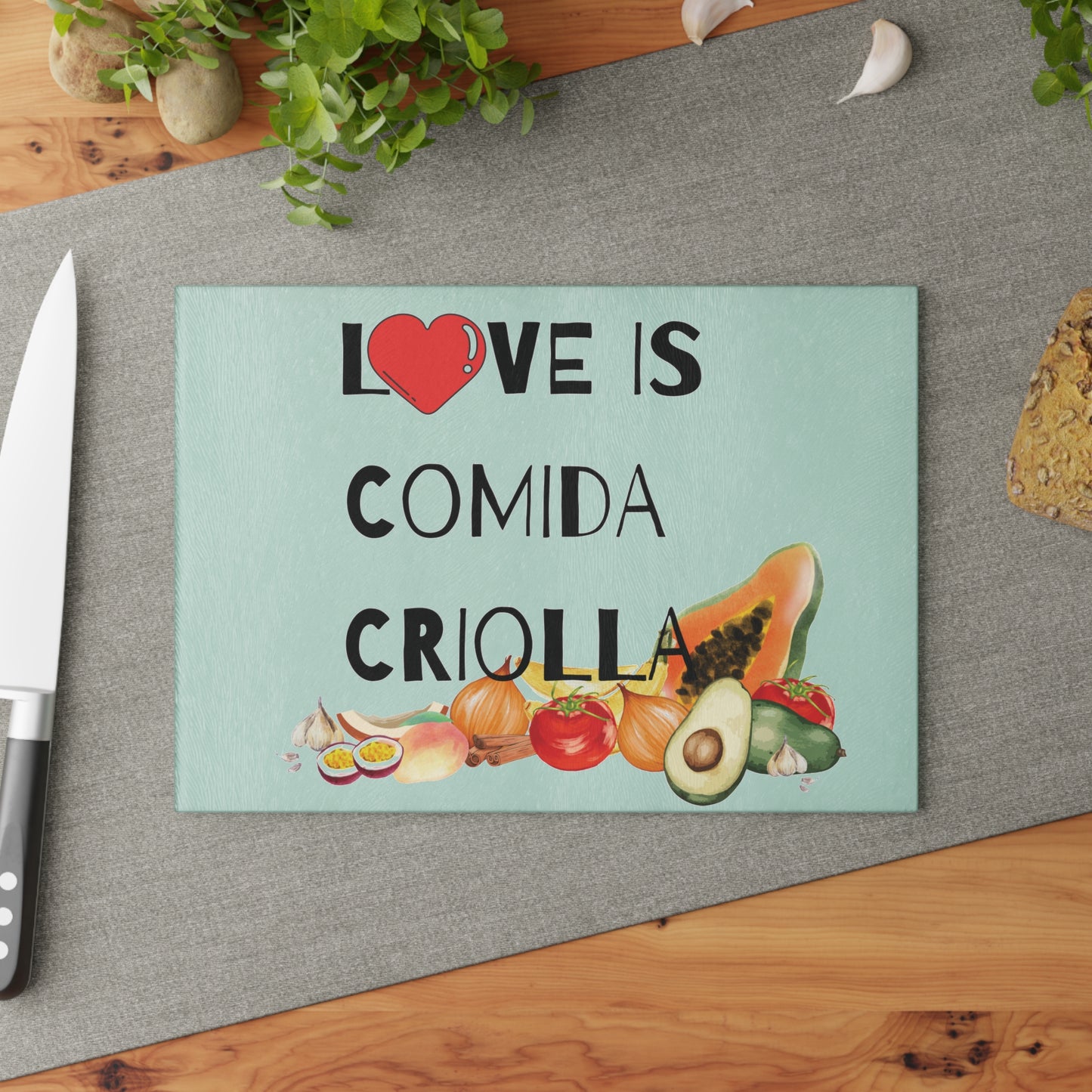 Comida Criolla Glass Cutting Board