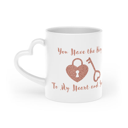 Lock and Key Heart-Shaped Mug