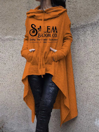 Women Irregular Long Sleeve Salem Broom Co Halloween Sweatshirt