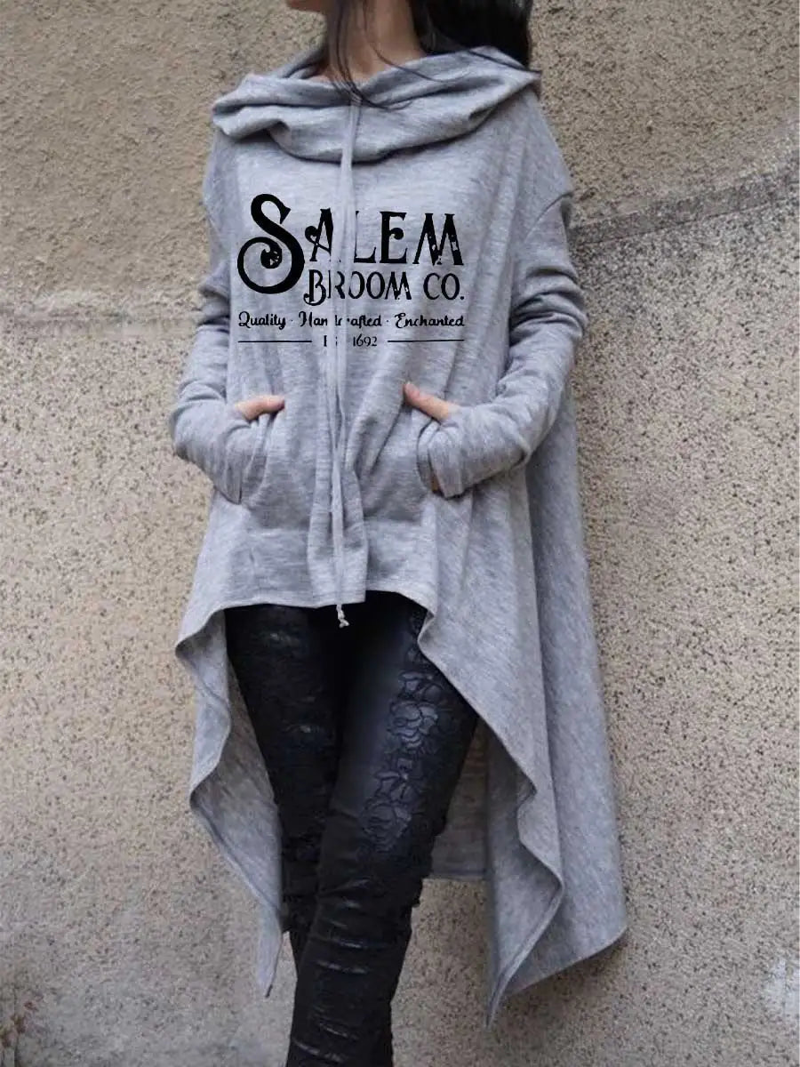 Women Irregular Long Sleeve Salem Broom Co Halloween Sweatshirt